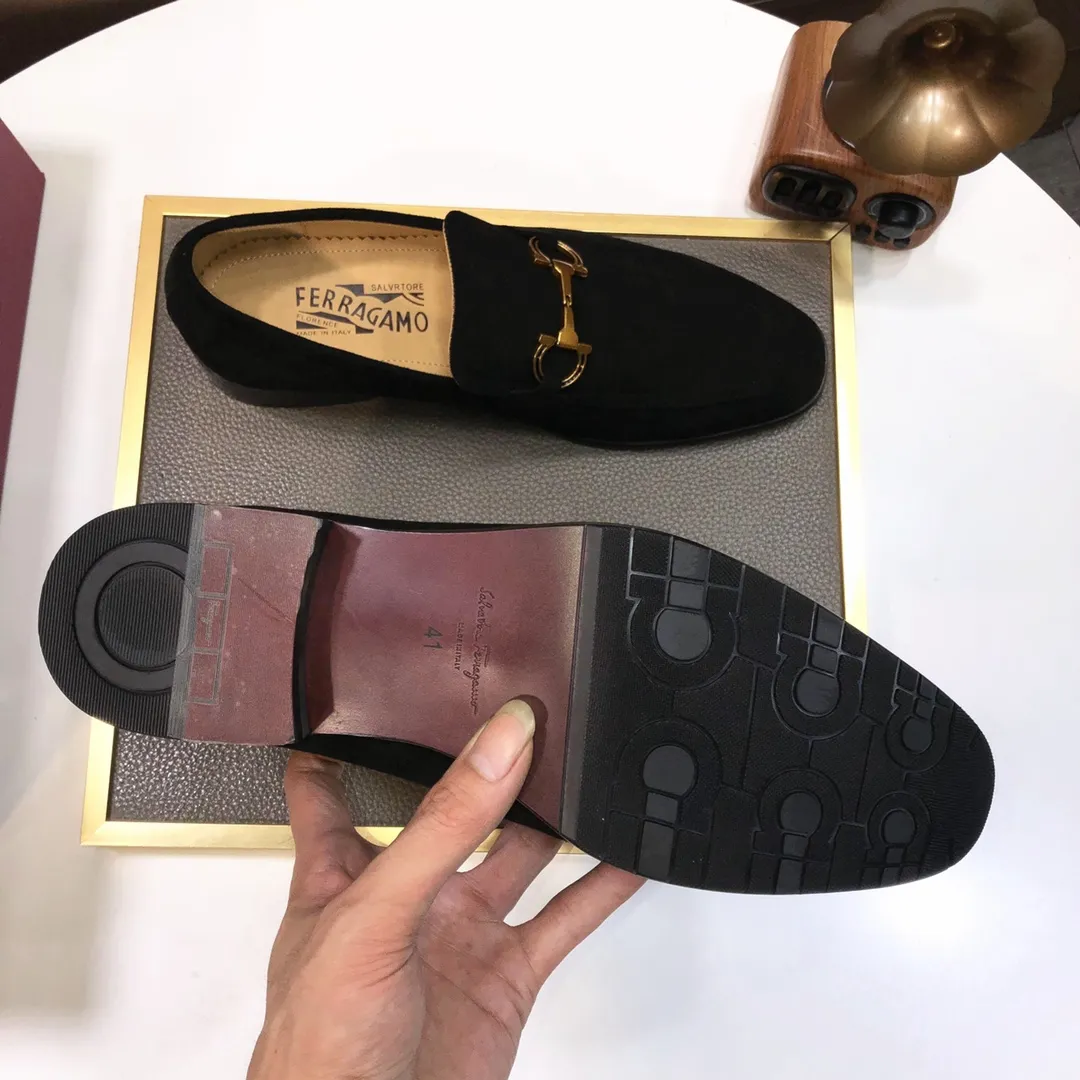 Men's shoes 💰500💰 [Ferragamo/Ferragamo] The latest model in the counter. Original imported high-quality cowhide with open sides + imported 🐂 water-dyed cowhide lining + original luxury metal buckle + original combination outsole. Comparison without pressure 38--45 (45 is custom-made and cannot be returned or exchanged)